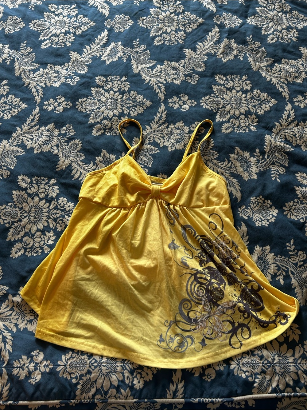 Yellow Floral-Print Spaghetti Strap Women’s Tank Top